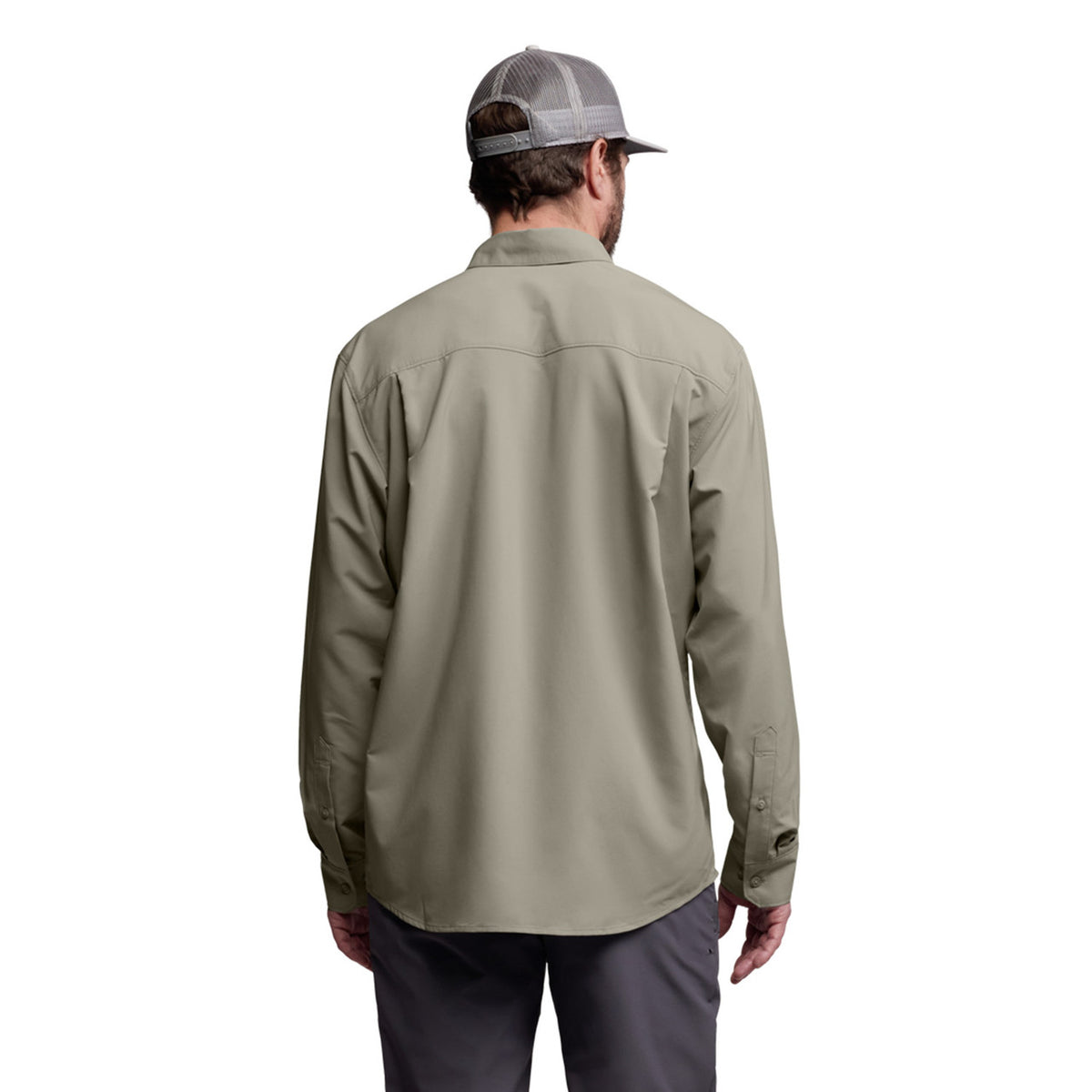 Back Model Image of the Sitka Rossby Long Sleeve Shirt.