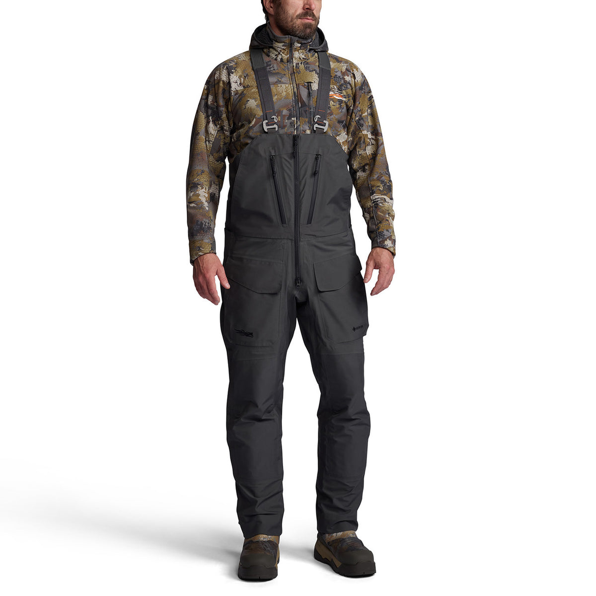 Front Model Image of the Sitka Hudson Insulated Bib.