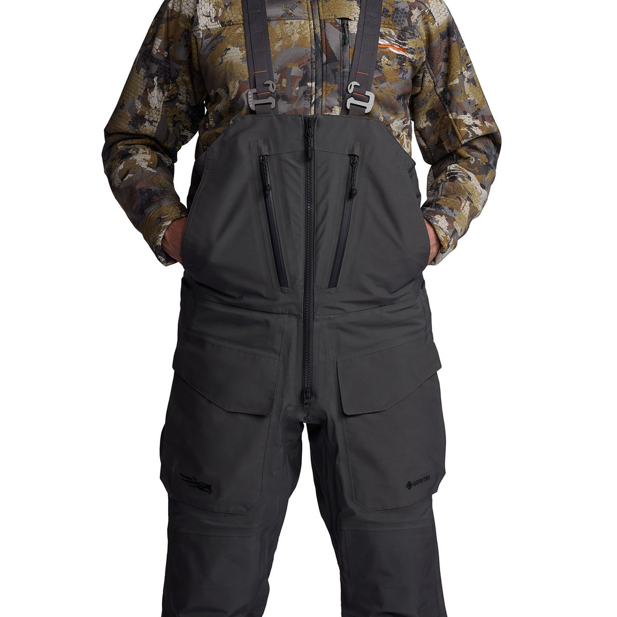 Front Chest Pockets Image of the Sitka Hudson Insulated Bib.