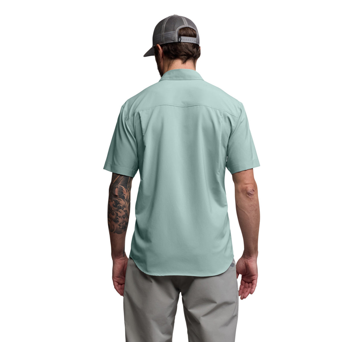 Back Model Image of the Sitka Rossby Short Sleeve Shirt.