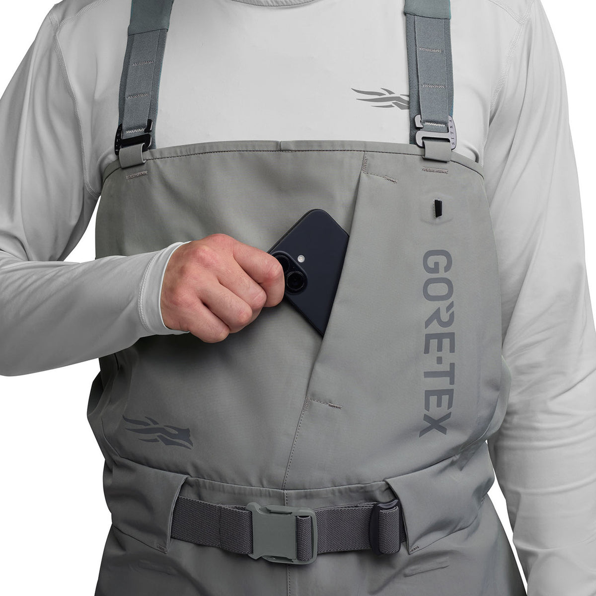 Chest Pocket Image on the Sitka CrossCurrent Gore-Tex Stockingfoot Wader.