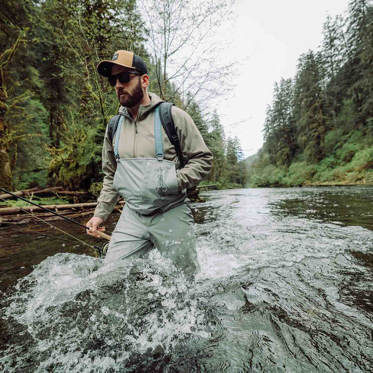 Lifestyle Image of the Sitka CrossCurrent Gore-Tex Stockingfoot Wader.
