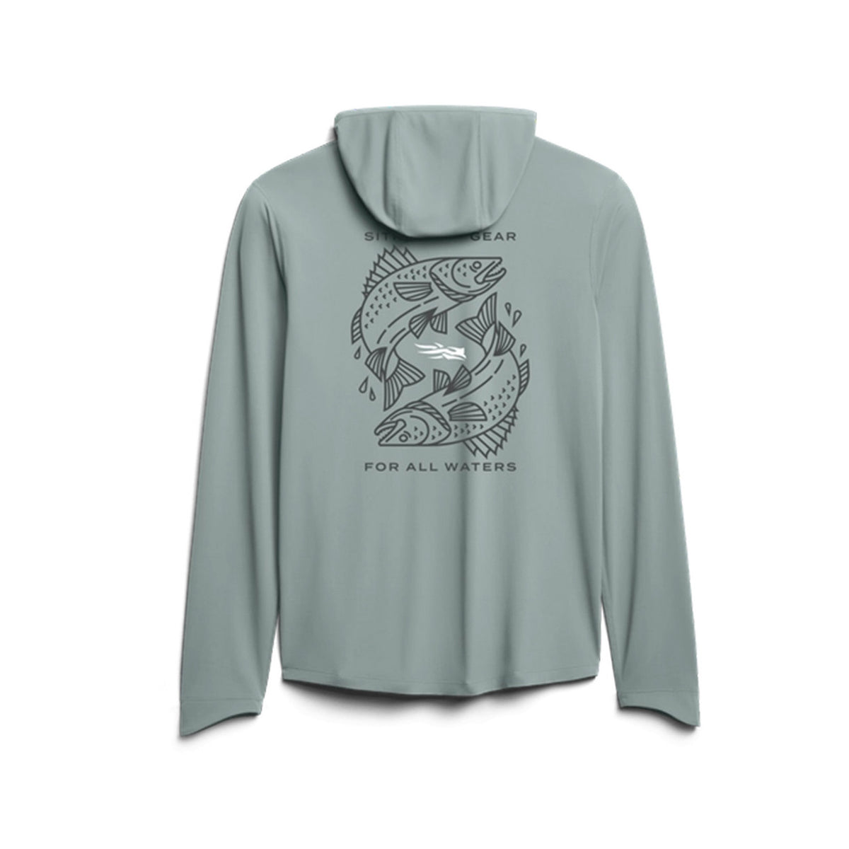 Image of the Sitka Radiant Graphic Sun Hoodie in Surf Blue Walleye