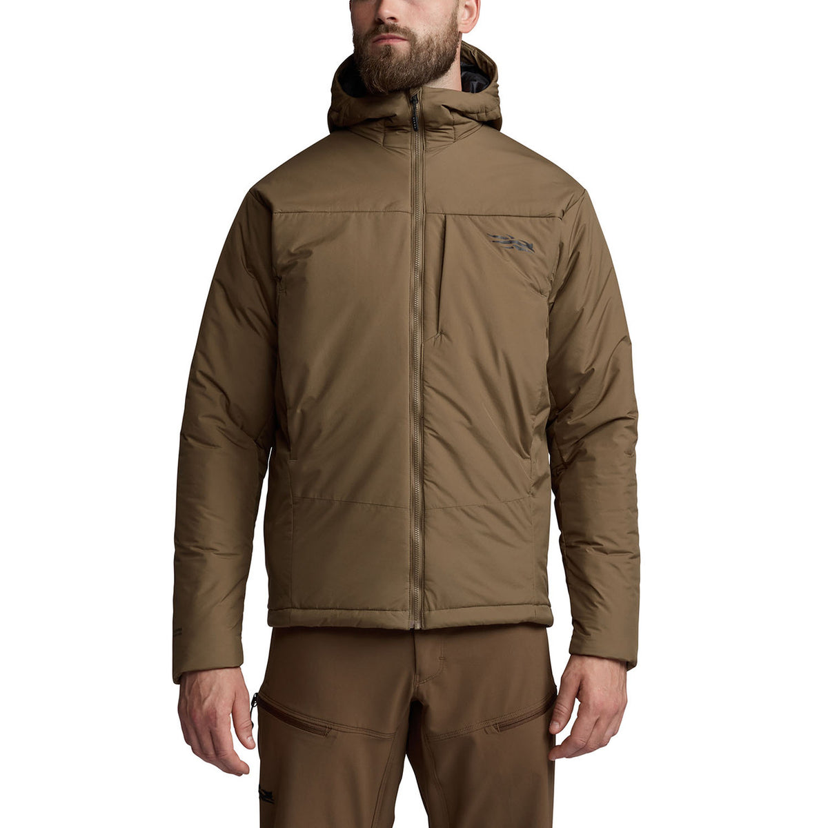 Front Model Image of the Sitka Kelvin Pro Hooded Jacket.