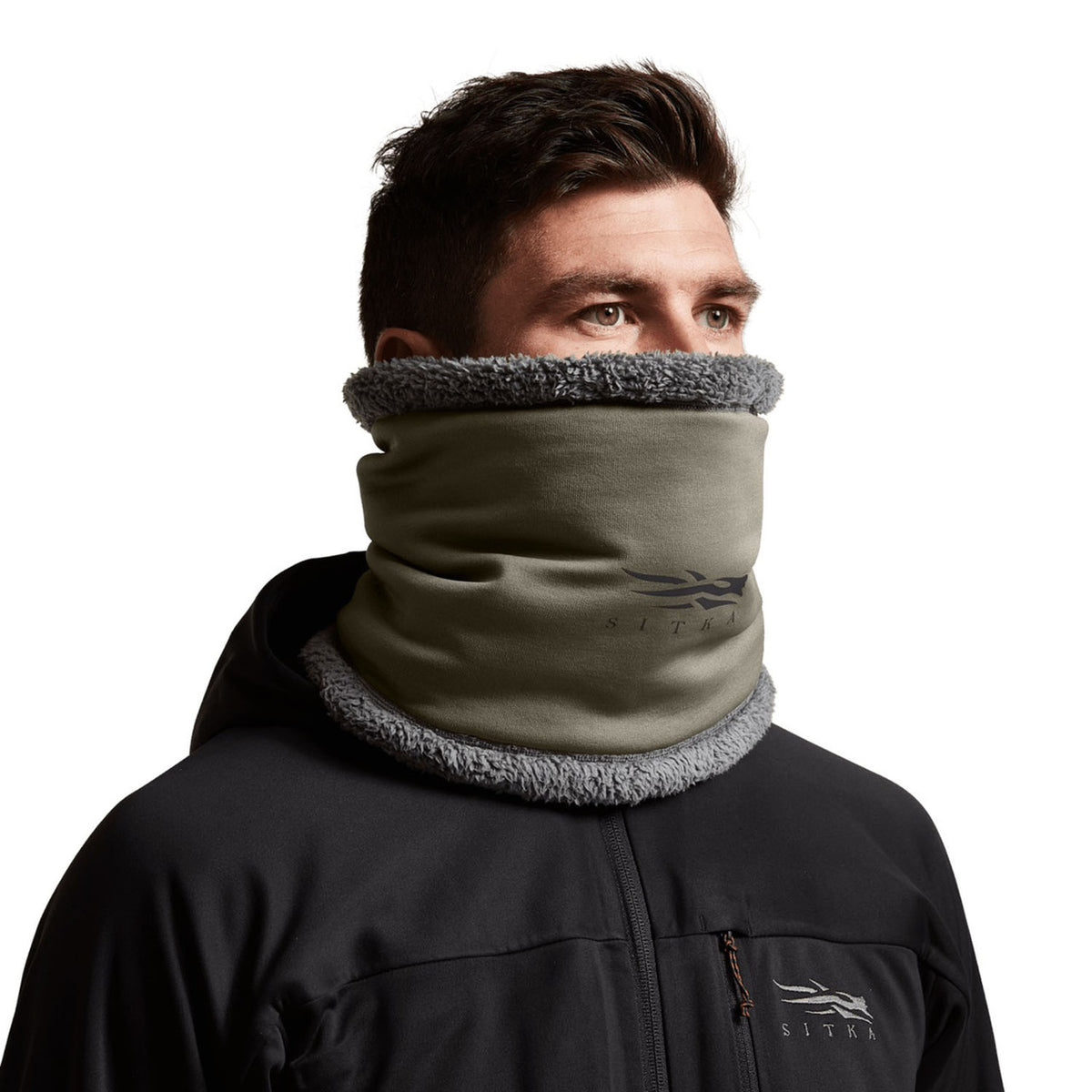 Sitka Neck Gaiter Model Image in Oak