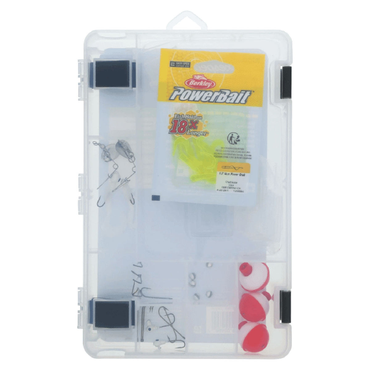 Back image of the Shakespeare Catch More Fish Panfish Tackle Box Kit.