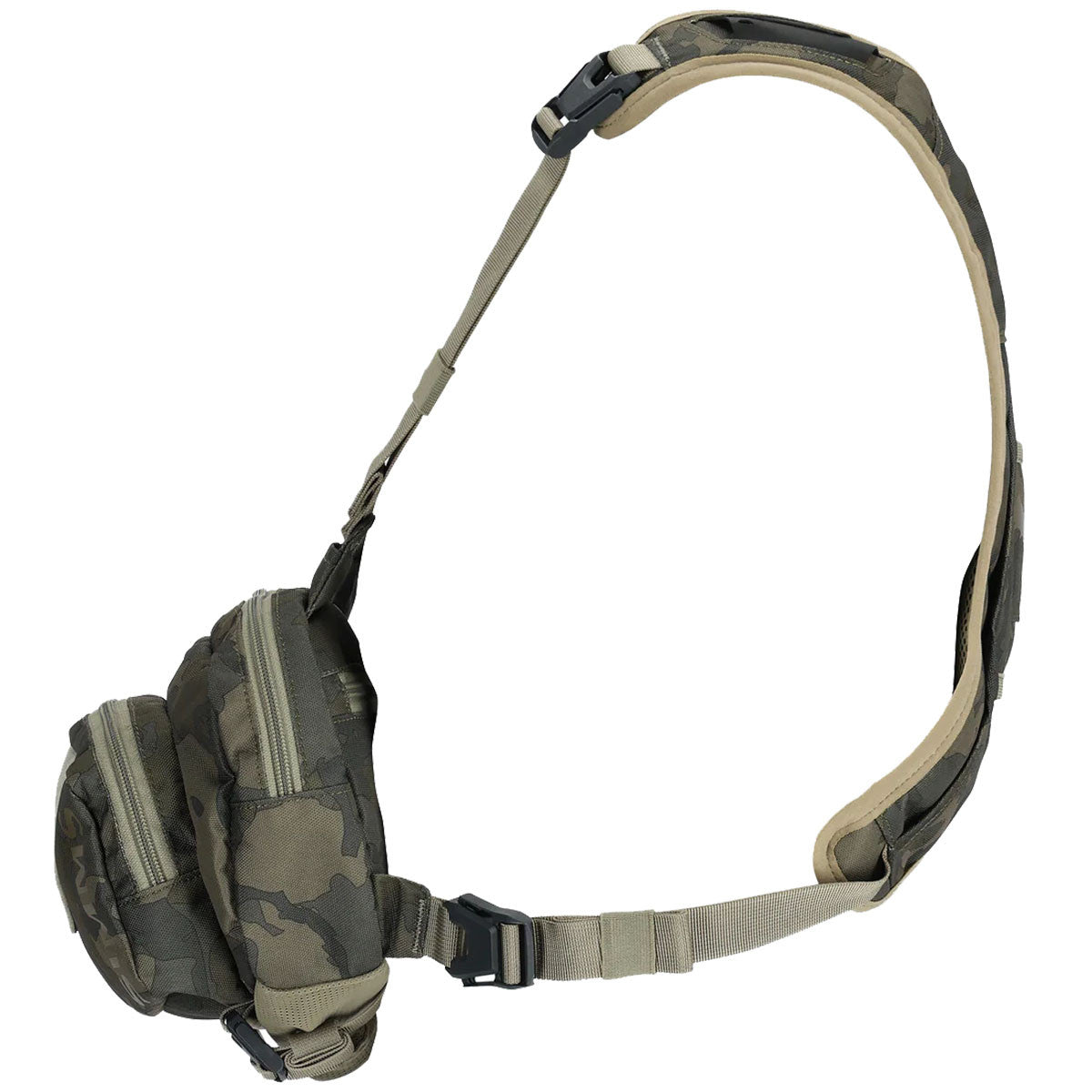 Simms Tributary Hybrid Chest Pack Side Image in Regiment Camo Olive Drab