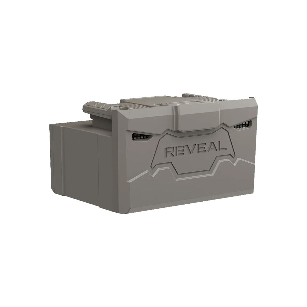 Tilted image of the Tactacam Reveal Flexpack R5 Power System.