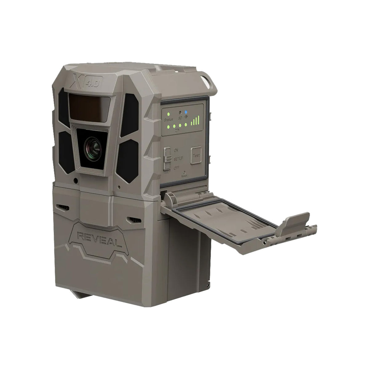 Open side image of the Tactacam Reveal X 4.0 Camera.
