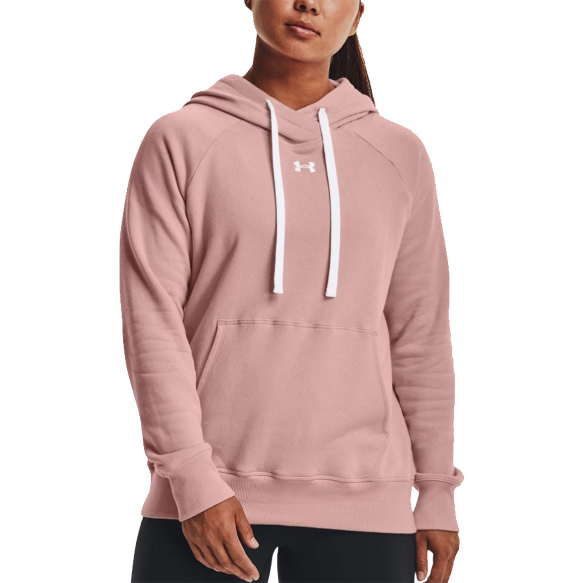 Under Armour Women's Rival Fleece HB Hoodie Image - Retro Pink White