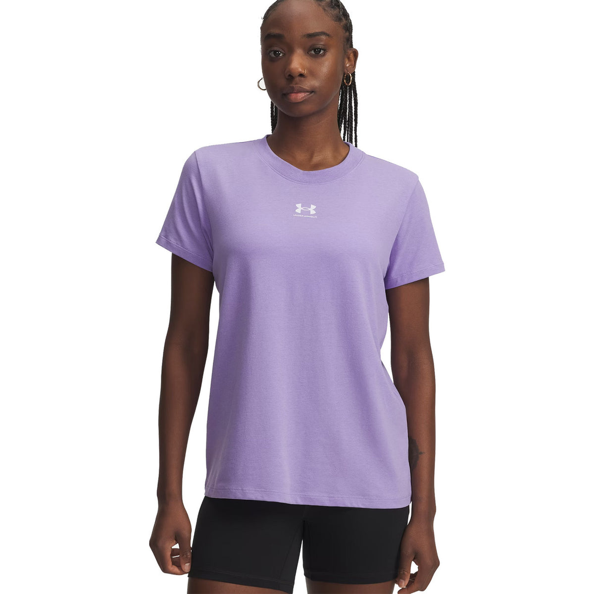 Under Armour Women's Rival Core Short-Sleeve Shirt Image in Transparent/White