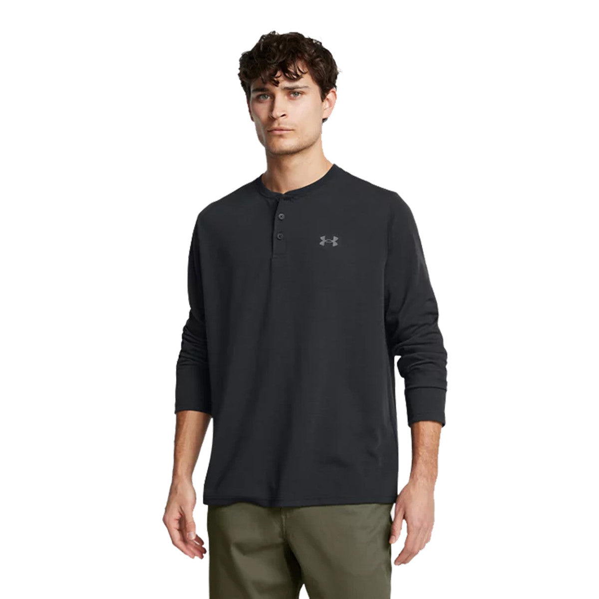 Under Armour ColdGear Infrared Expanse Henley Model Image in Black