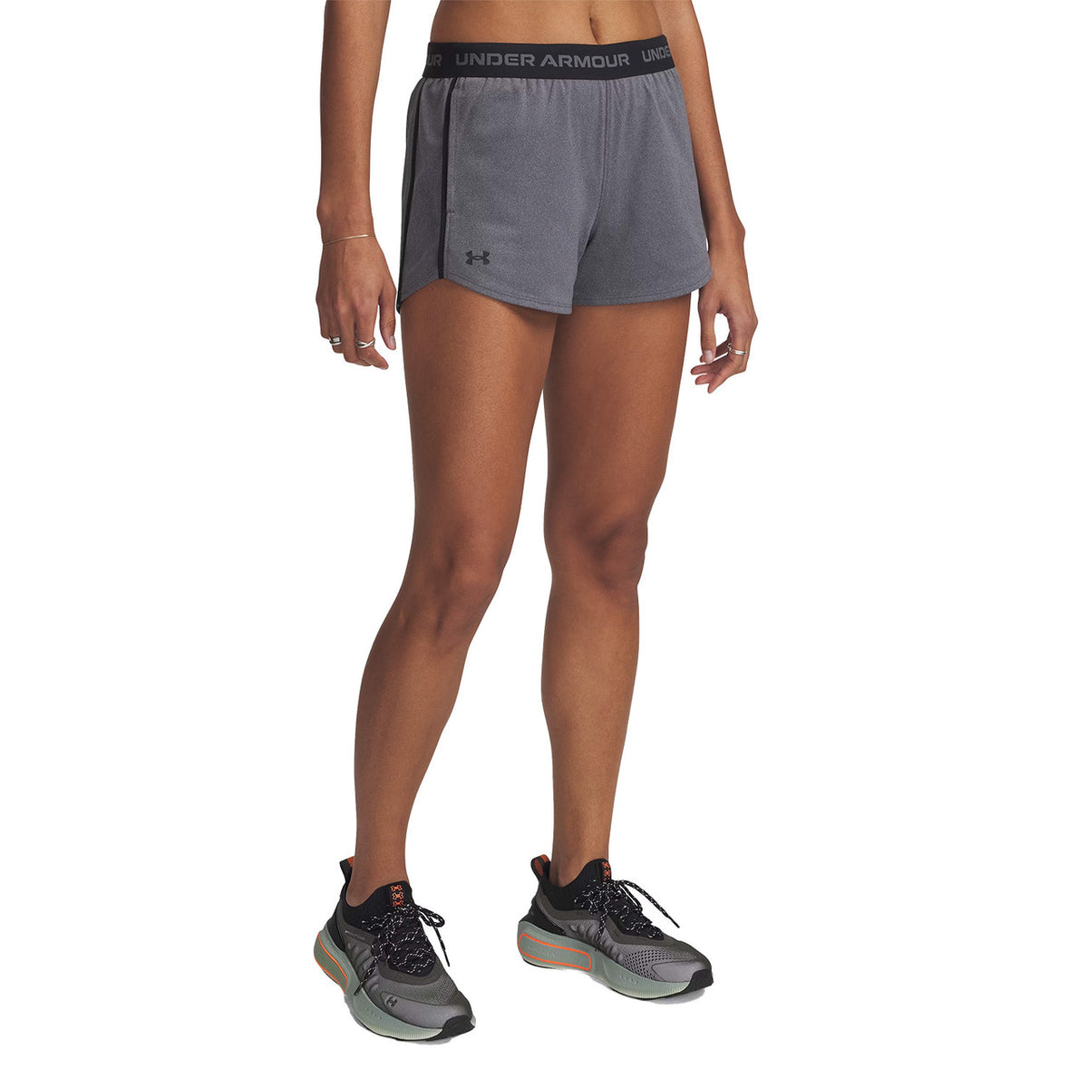 Under Armour Women's Tech Play Up Shorts Image in Castlerock/Black
