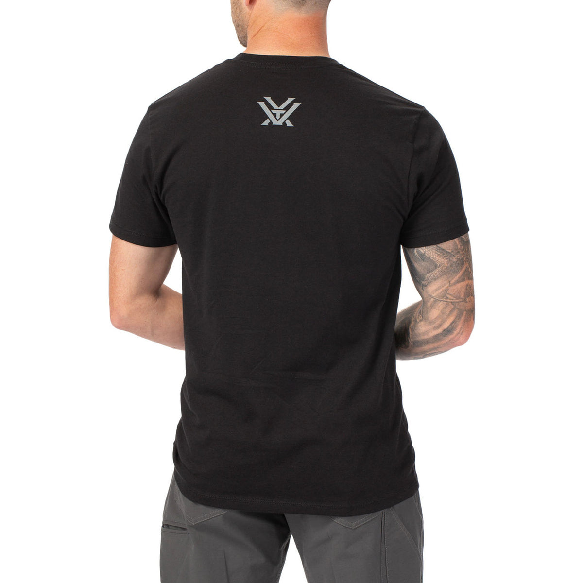 Back Model Image of the Vortex Trigger Press T-Shirt.
