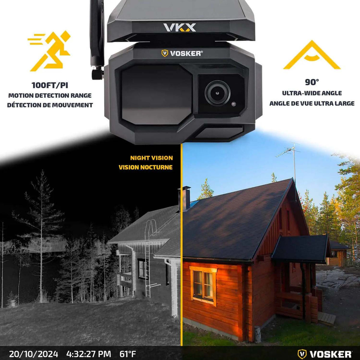 Vosker VKX Solar Powered 4G-LTE Dual Sim Security Camera Night Vision Image