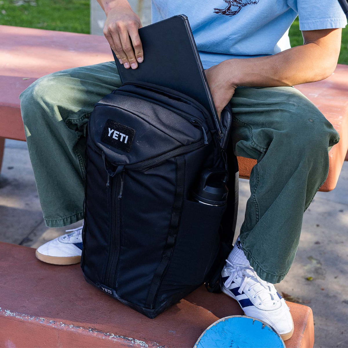 In Use Image of the Yeti Palo Active Backpack.
