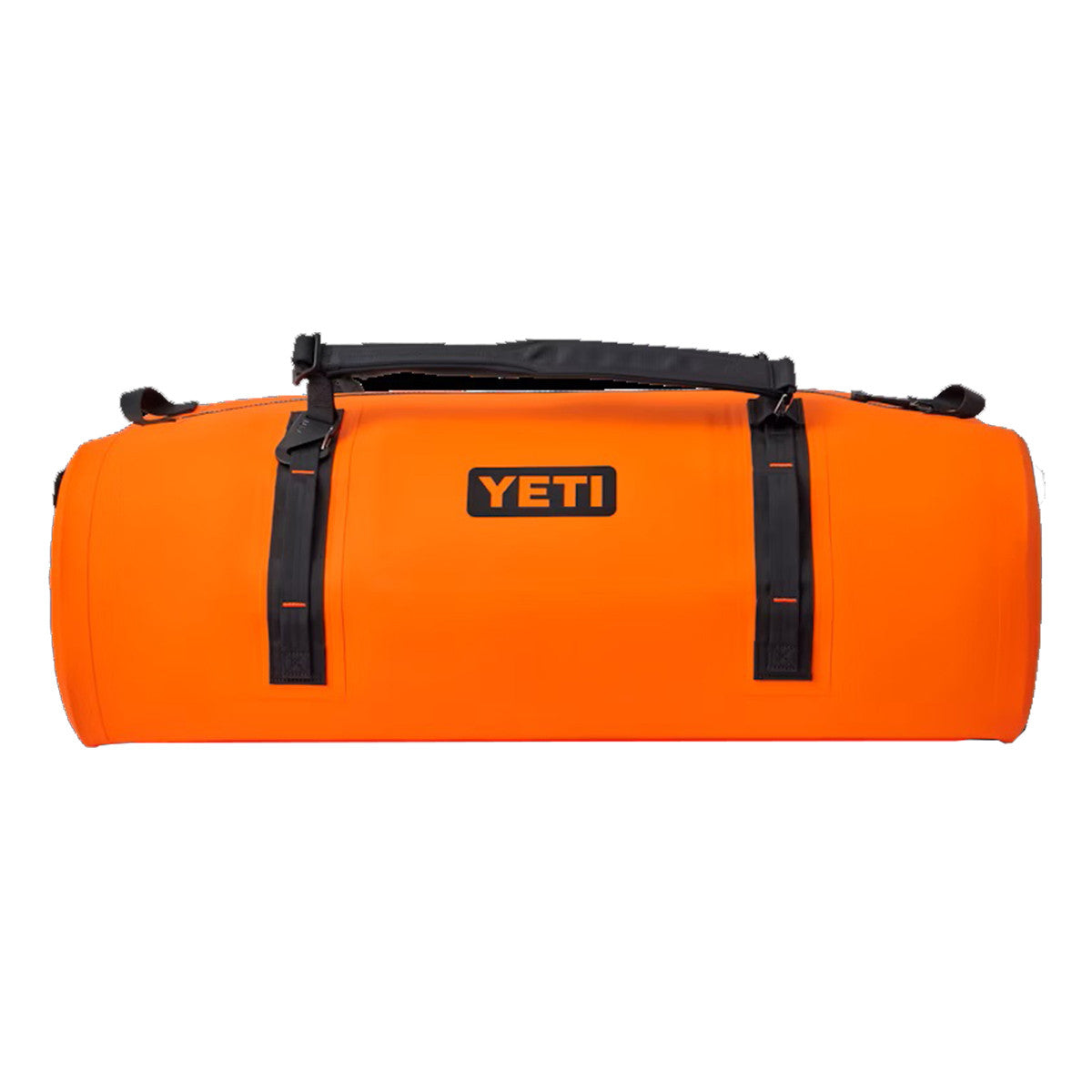 Yeti Panga 100L Waterproof Duffel Front Image in Orange/Black