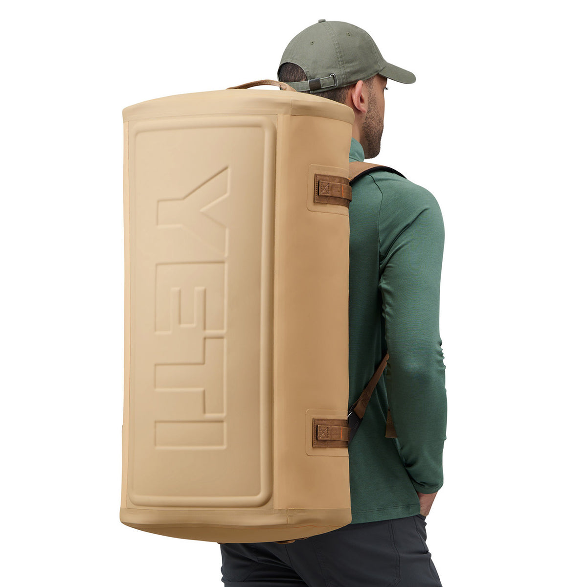 Yeti Panga 75L Waterproof Duffel Bag Image on Model.