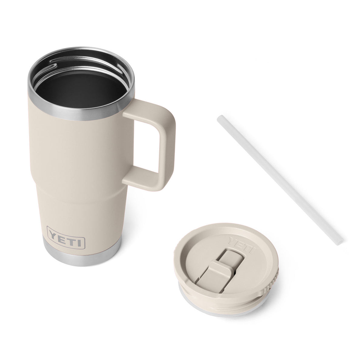 Yeti Rambler 20 oz. Travel Mug All Components Image.