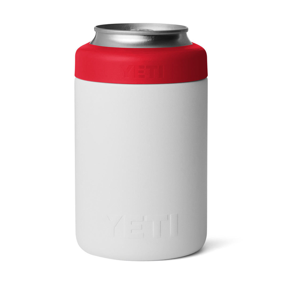 Back Image of the White Yeti Rambler 12 oz. Colster 2.0 with Colored-Matched Gasket.