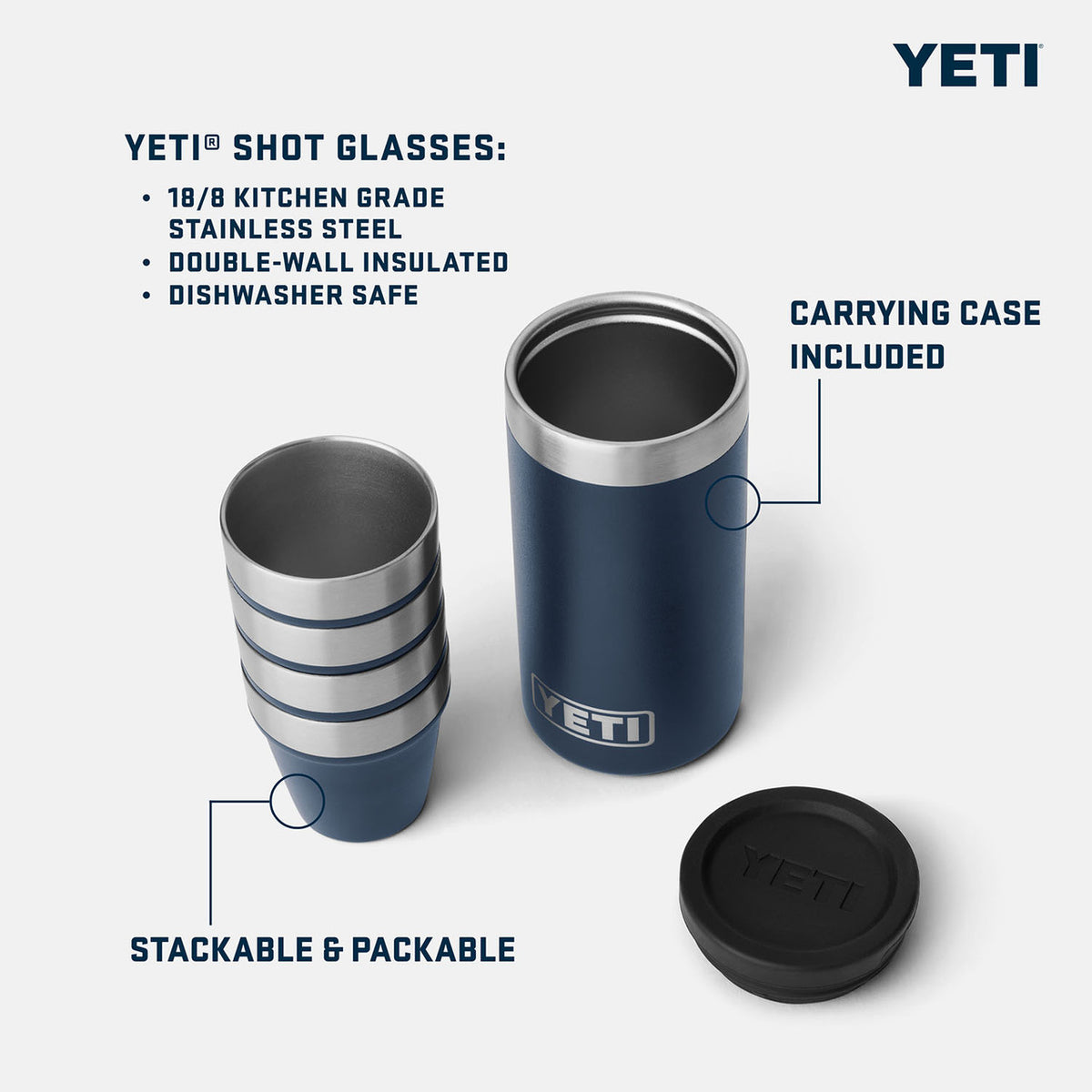 Yeti Shot Glasses and Carrying Case Description Image