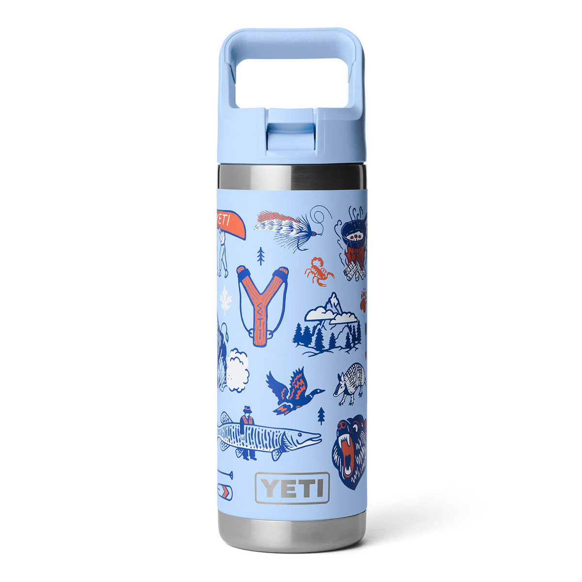 Rambler 18 oz. Water Bottle with Color-Matched Straw Cap Image in Big Sky Summercamp