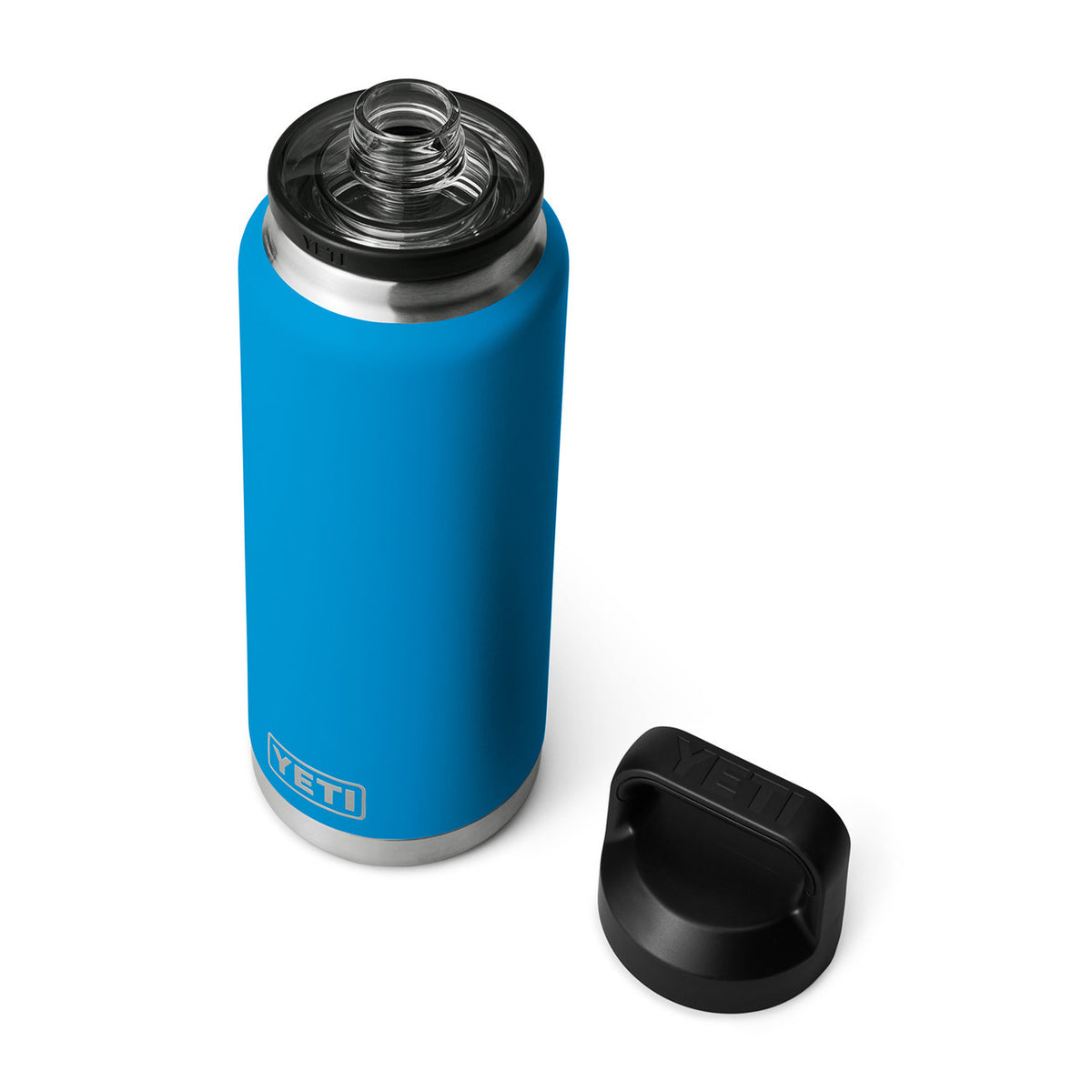 Rambler 36 oz. Water Bottle with Chug Cap Open Image in Big Wave Blue