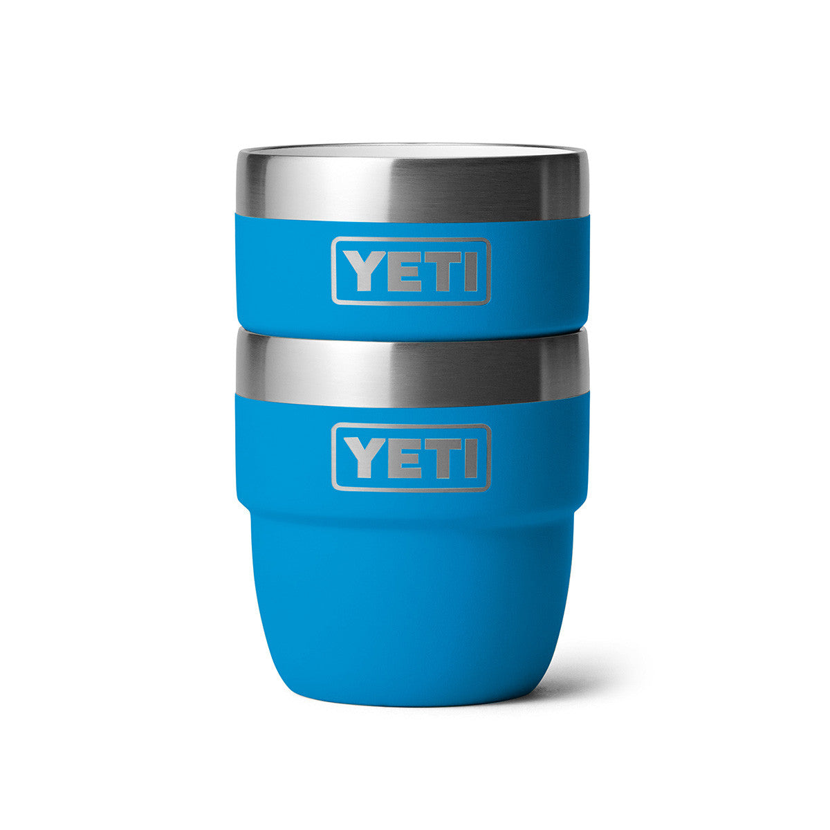 Yeti Rambler 4 oz. Stackable Espresso Cups 2 Pack Stacked Image in Big Wave Blue