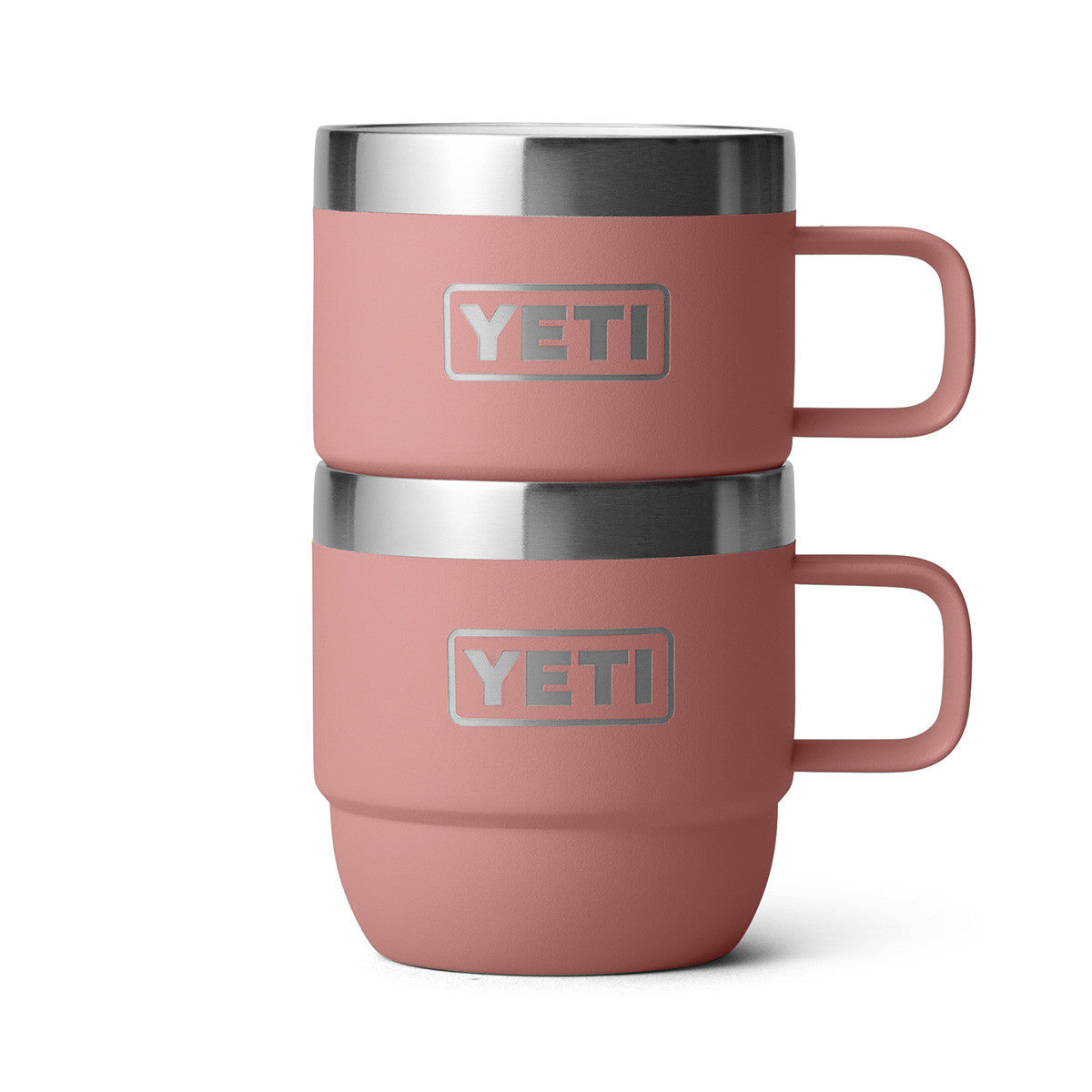 Yeti Rambler 6 oz. Stackable Mugs 2 Pack Stacked Image in Sandstone Pink