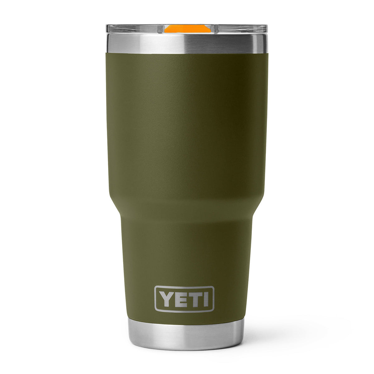 Image of the Yeti Rambler 30 oz. Tumbler with MagSlider Lid in Olive/King Crab Orange