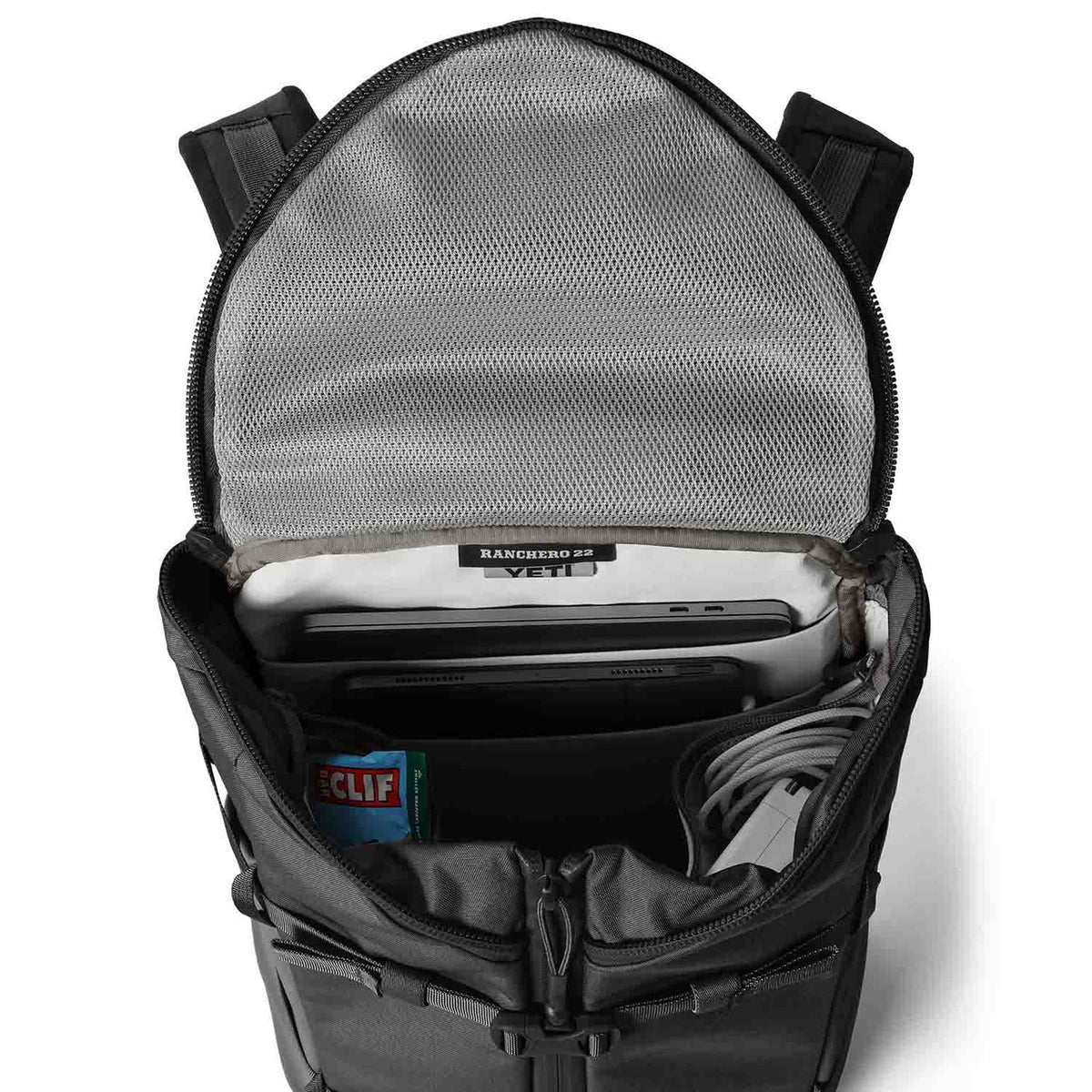Yeti Rancher Backpack Black Top Internal Laptop Sleeve Image in 22L
