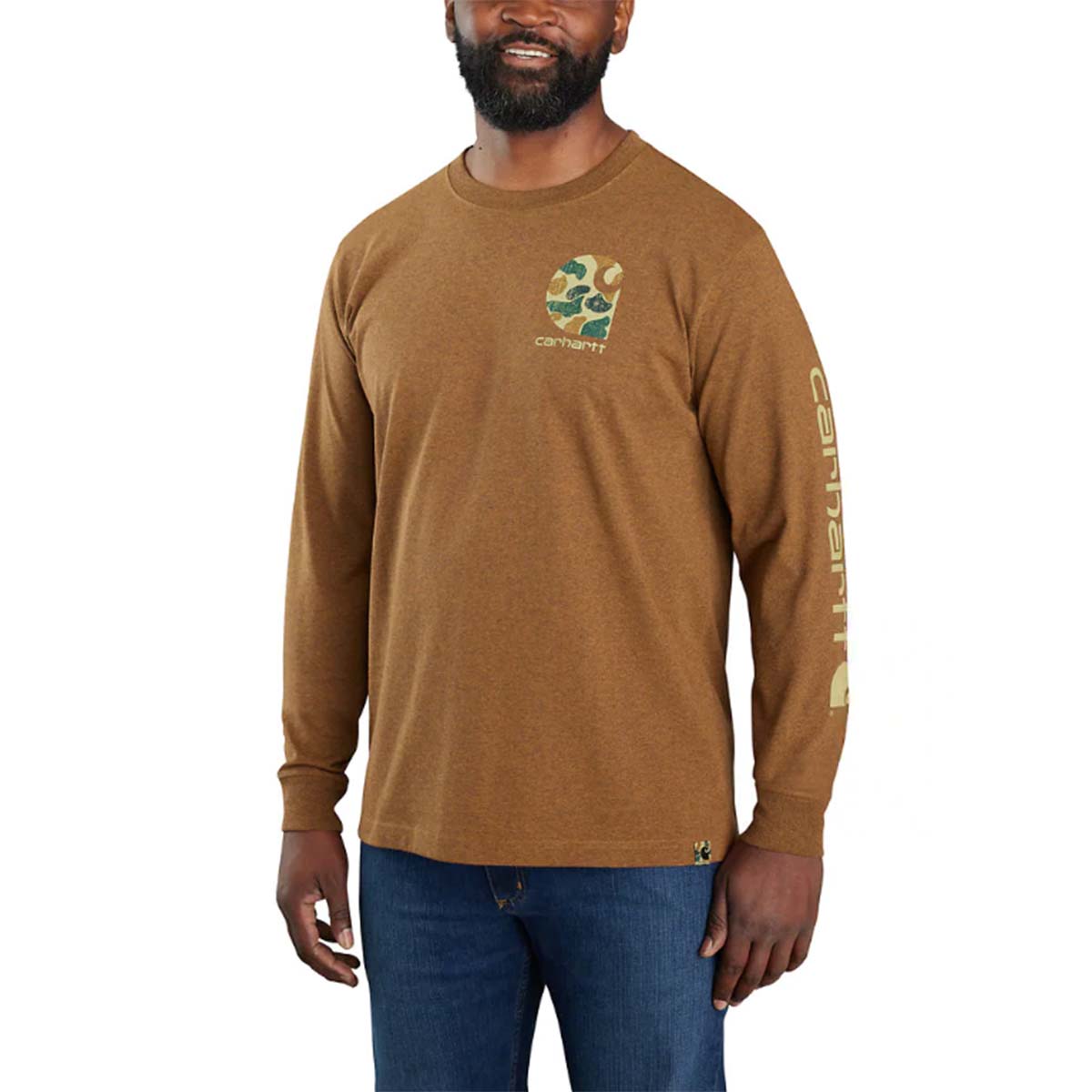 Relaxed Fit Heavyweight Long Sleeve Camo Graphic T-Shirt