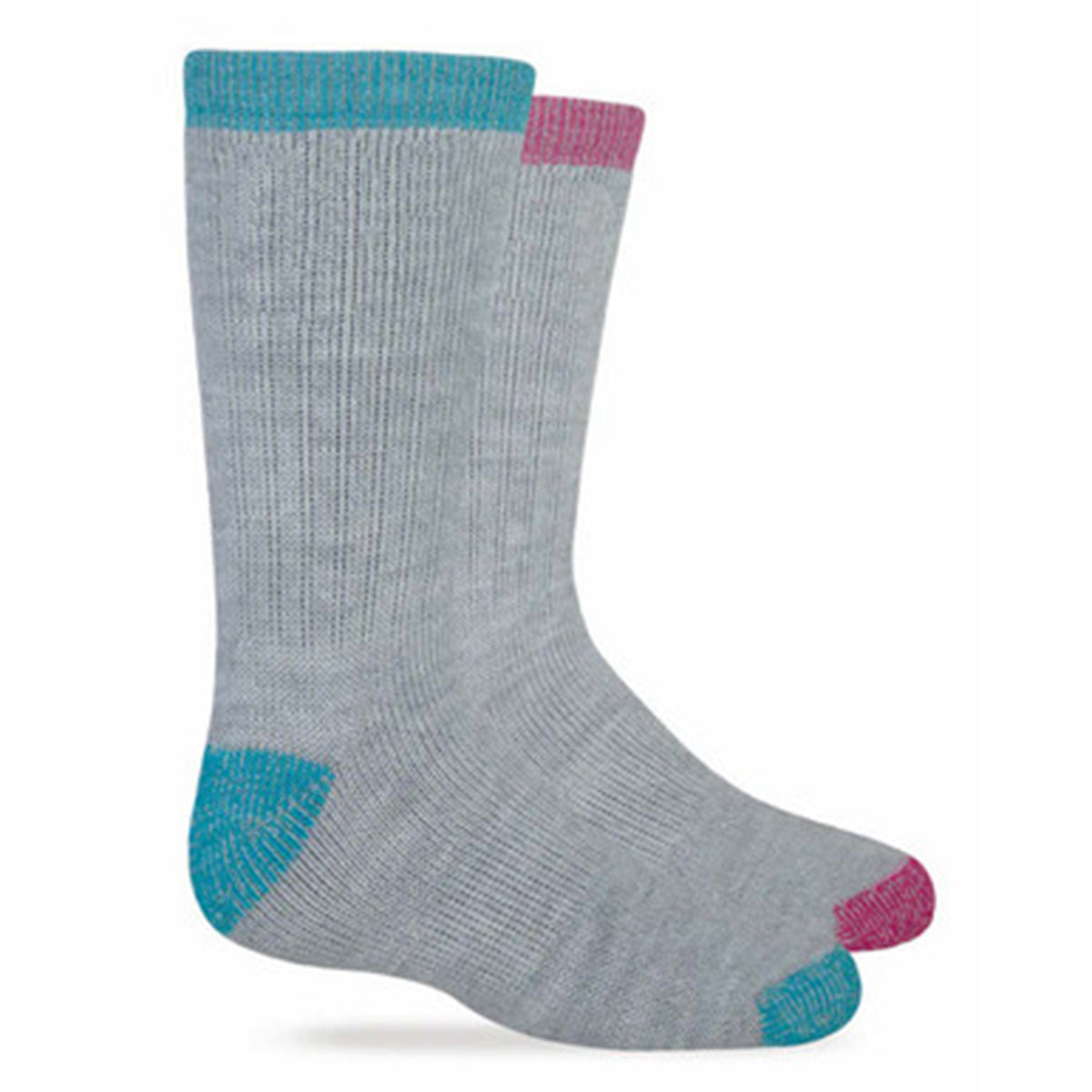 Kids Merino Wool Blend Boot Sock - 2 Pack - Teal-Fuchsia