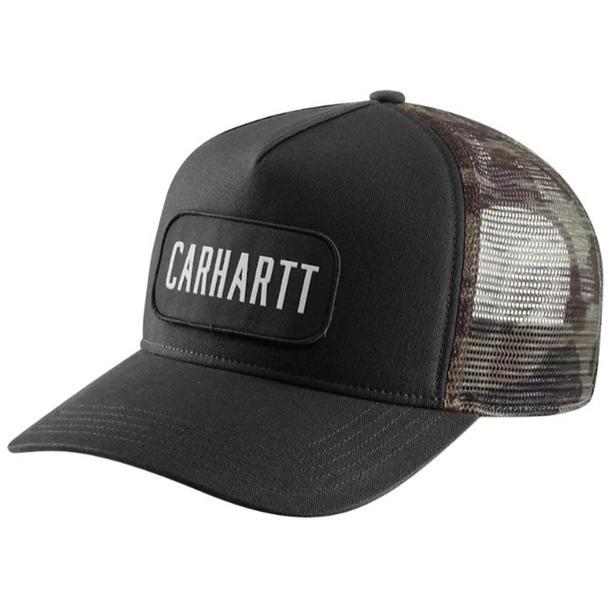 Canvas Mesh-Back Camo Cap, Black