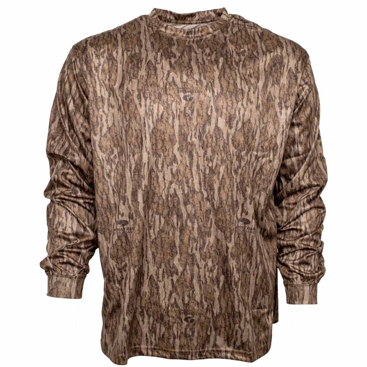 Men's Long Sleeve Poly T-Shirt, Mossy Oak New Bottomland