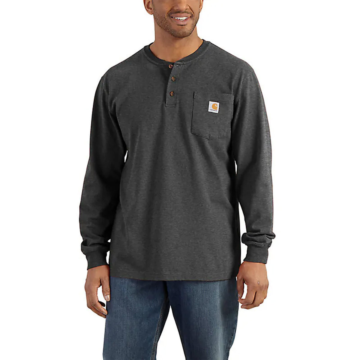 Loose Fit Heavyweight Long Sleeve Pocket Henley