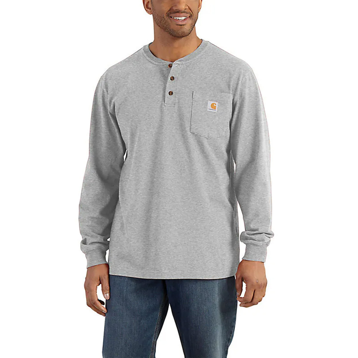 Loose Fit Heavyweight Long Sleeve Pocket Henley
