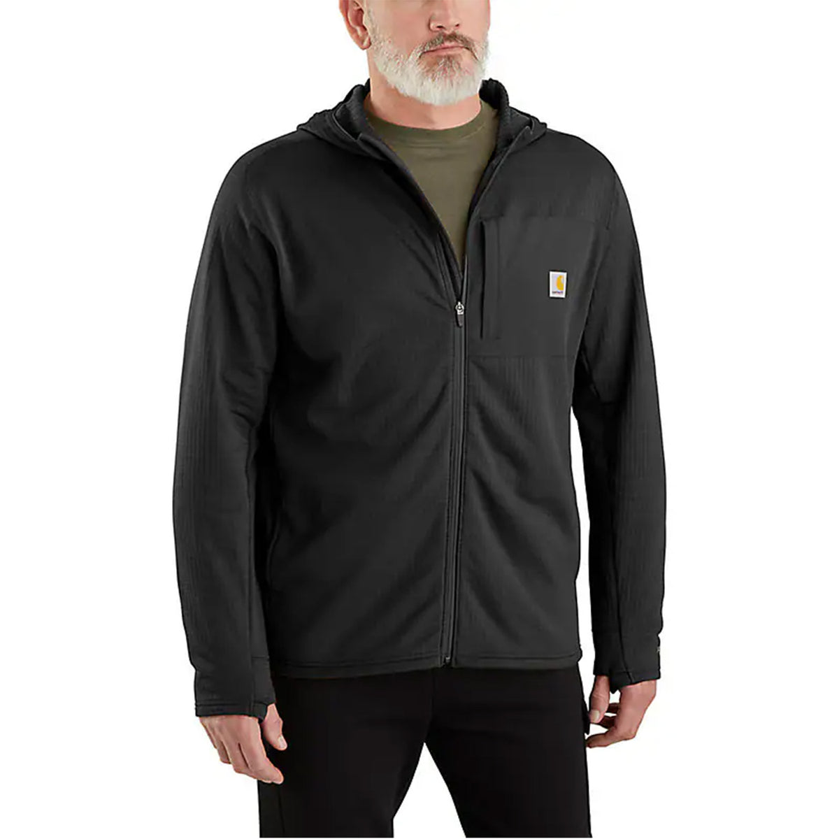 Force Relaxed Fit Full-Zip LS Hooded Fleece Lined Shirt