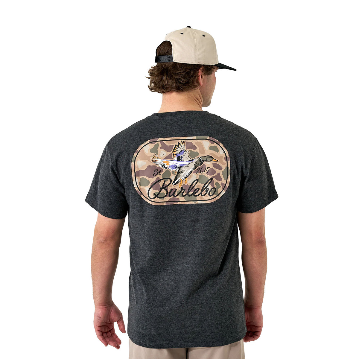 Short Sleeve Tee Ducks Flying In Heather Black