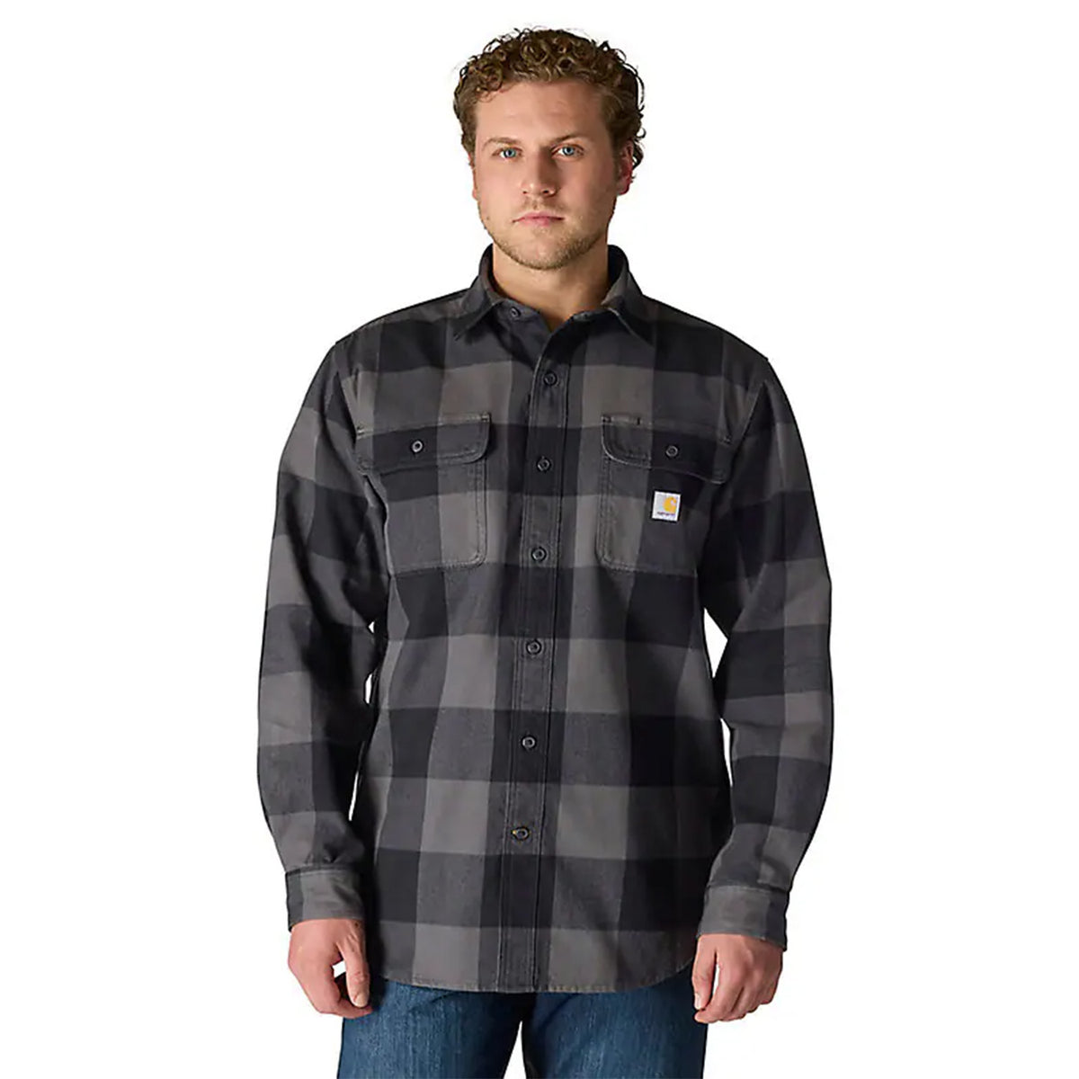 Loose Fit Heavyweight Flannel Long Sleeve Plaid Shirt