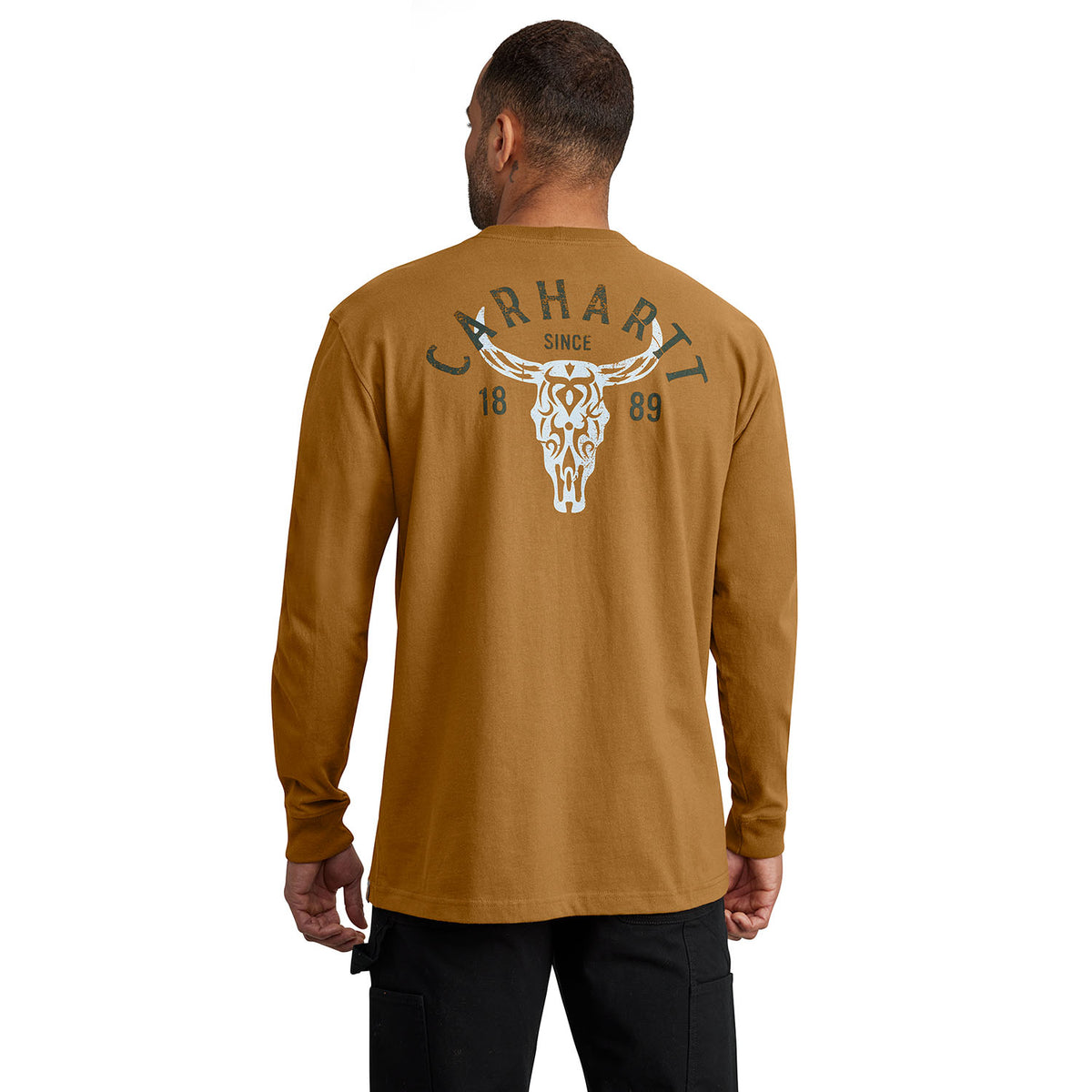 Loose Fit Heavyweight Long-Sleeve Pocket Longhorn Graphic Shirt