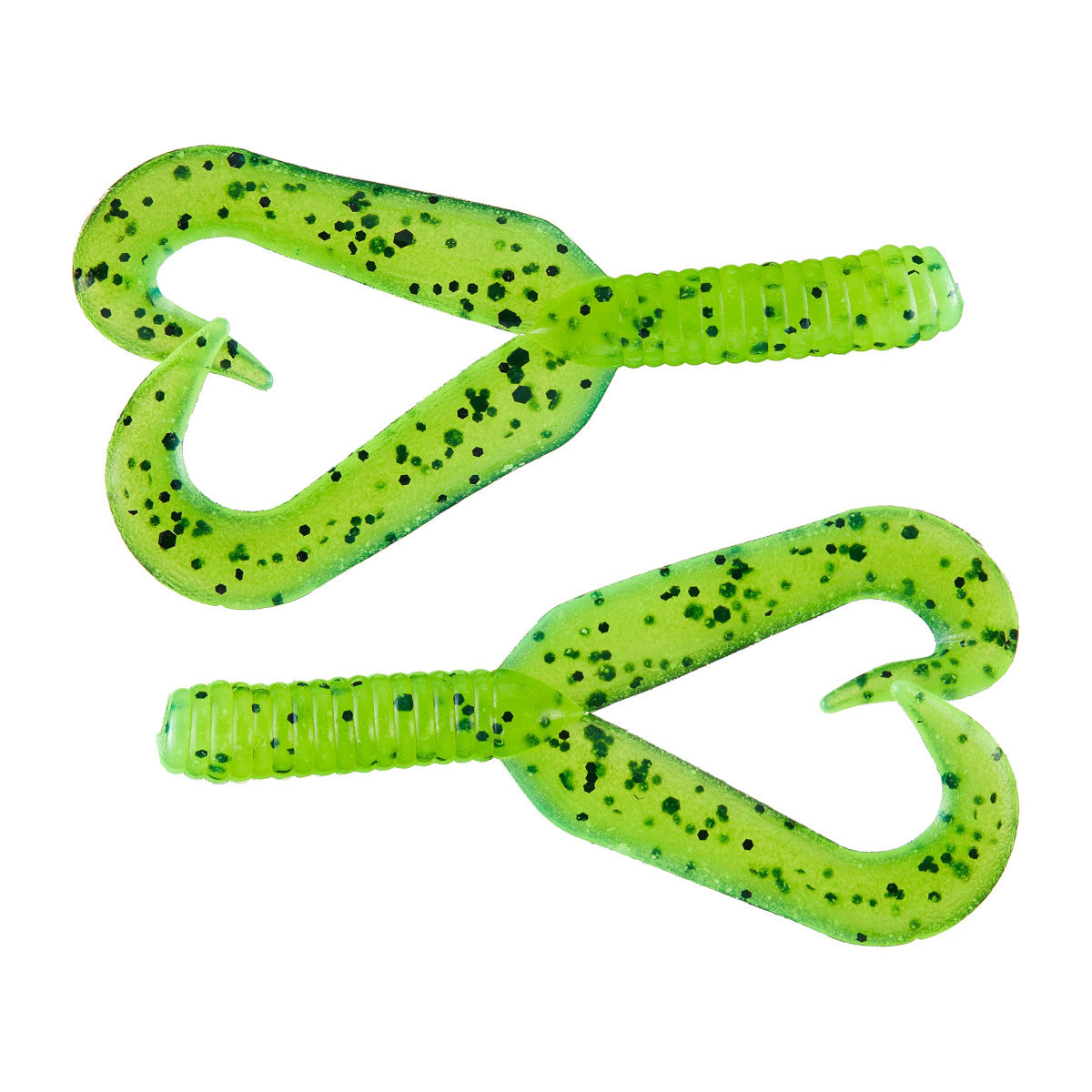 Image of the Netbait Twin Tail Grub Trailer in Chartreuse Pepper