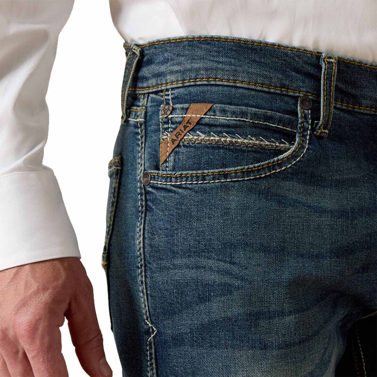 Ariat M8 Modern TekStretch Sebastian Slim Leg Jean Front Pocket Image