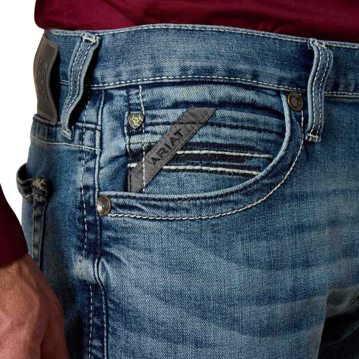 Ariat M7 Slim Wessley Straight Jean Front Pocket Image.