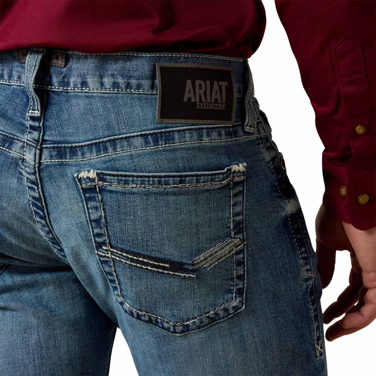 Ariat M7 Slim Wessley Straight Jean Back Pocket Image.