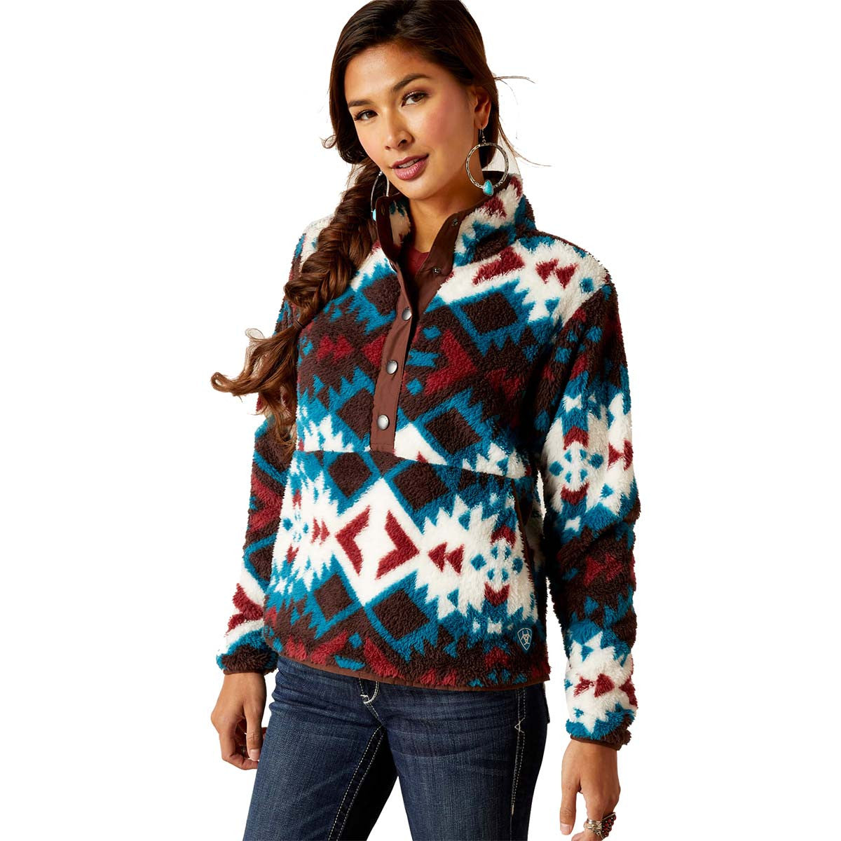 Women's Berber Snap-Front Sweatshirt in Plainsview Print