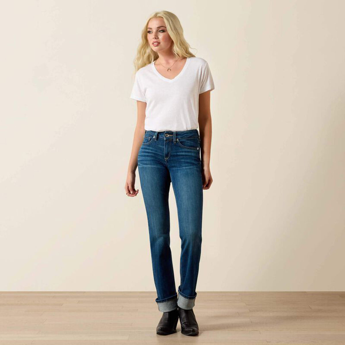 Ariat Women's R.E.A.L. Perfect Rise Abby Straight Leg Jeans Front Model Image