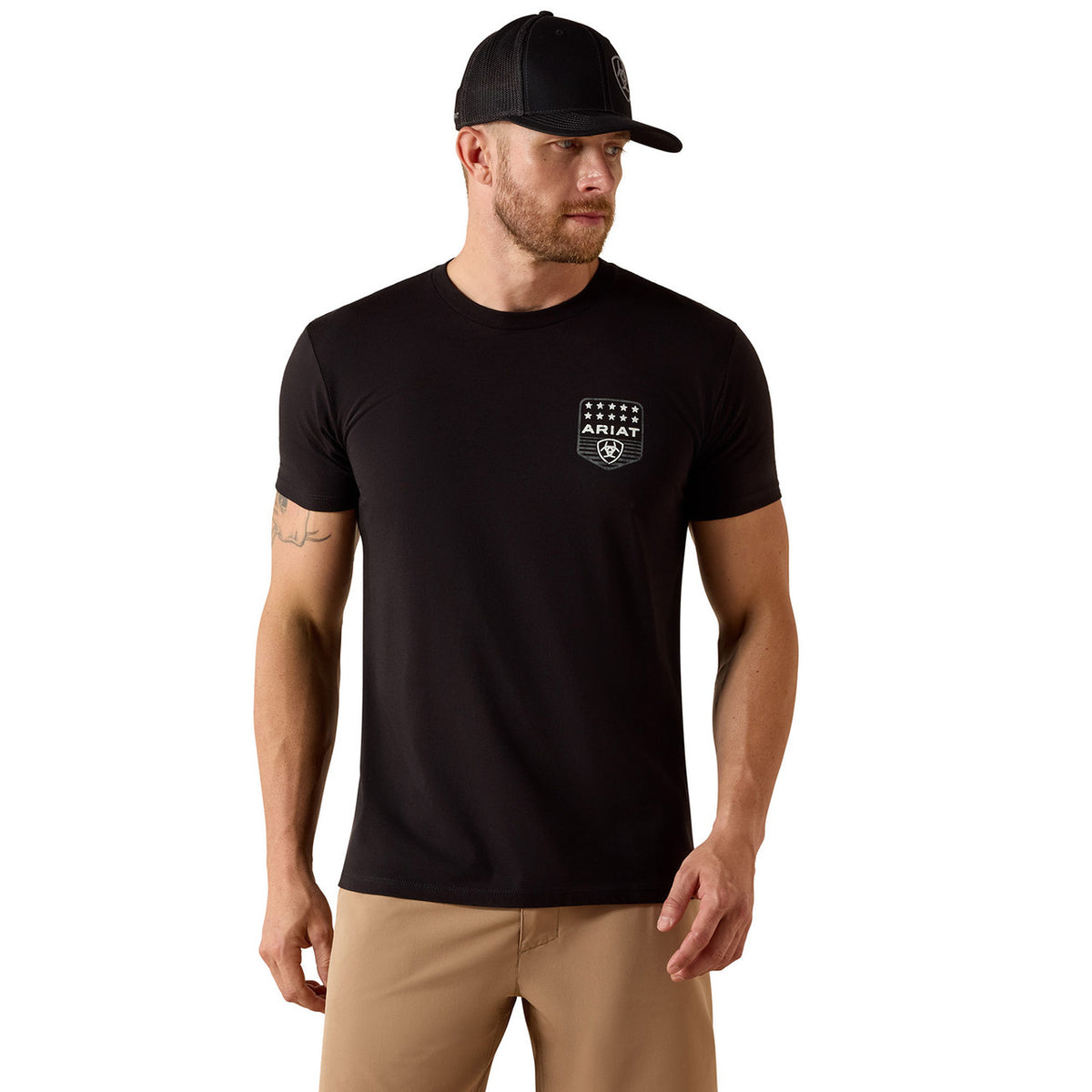 Front Image of the Ariat Stripe Patriotic Badge T-Shirt.