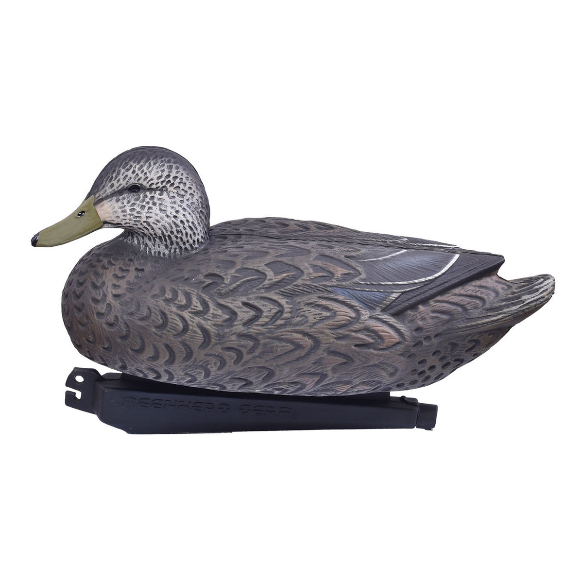 Side Image of the Hen Essential Series Black Duck Floating Decoy.