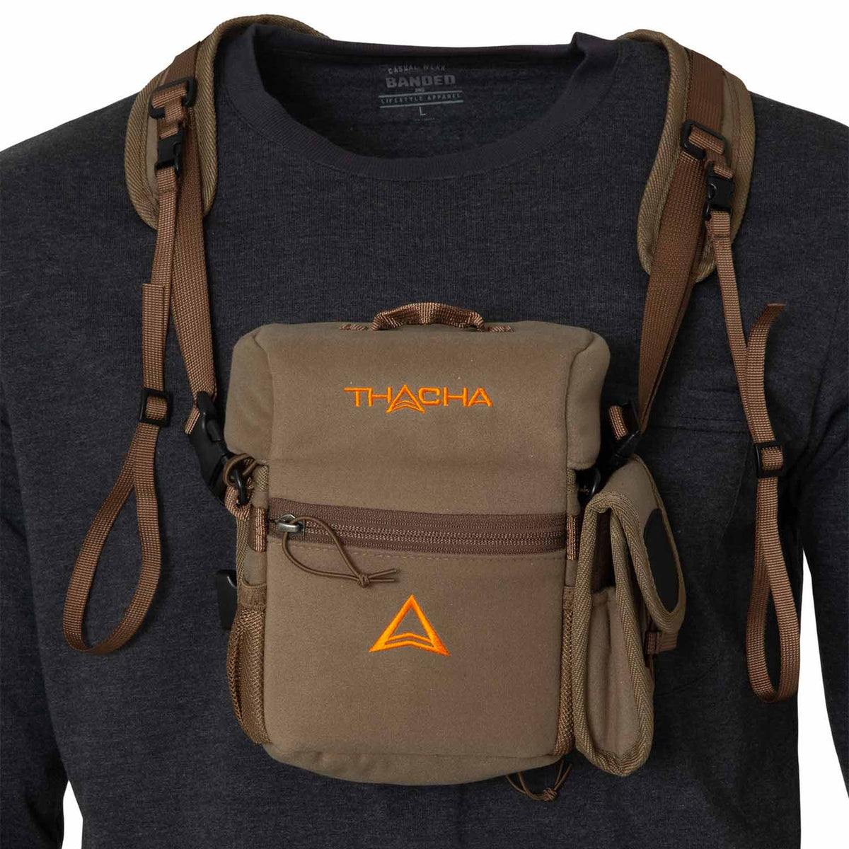 Thacha Binoculars Harness Case, Brown Oak In Use Image